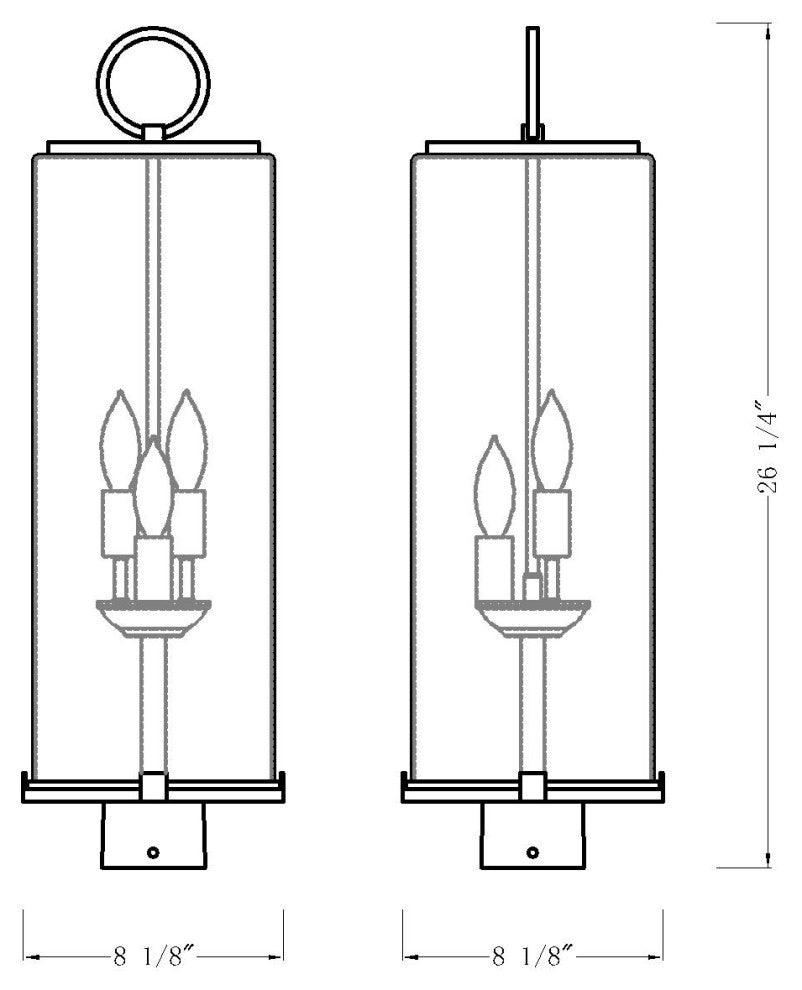 Sana Three Light Outdoor Post Mount, Black