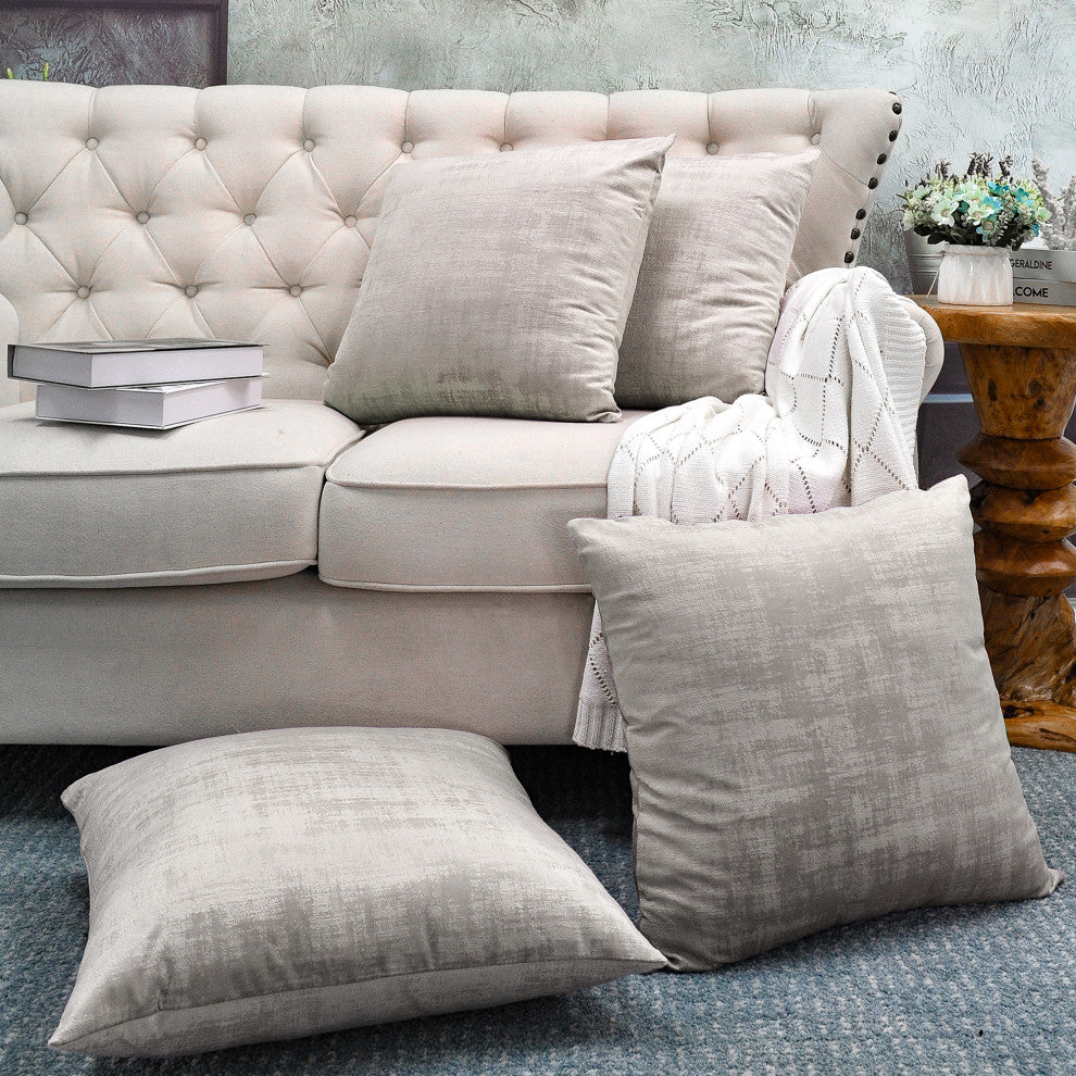 Serenta Textured Velvet Pillow Shell, Set of 4, Simply Taupe