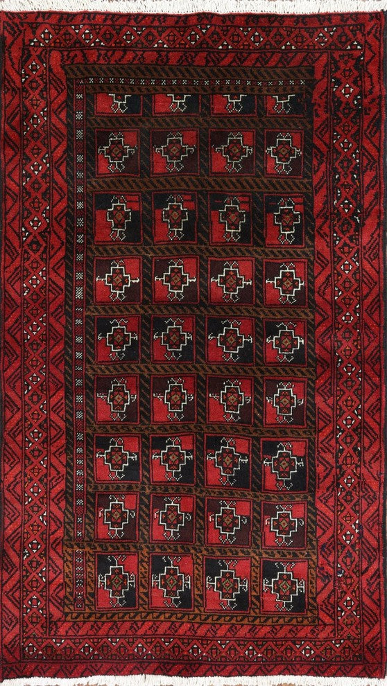 3'x6 Handmade Persian Baluch Wool Area Rug, W2352