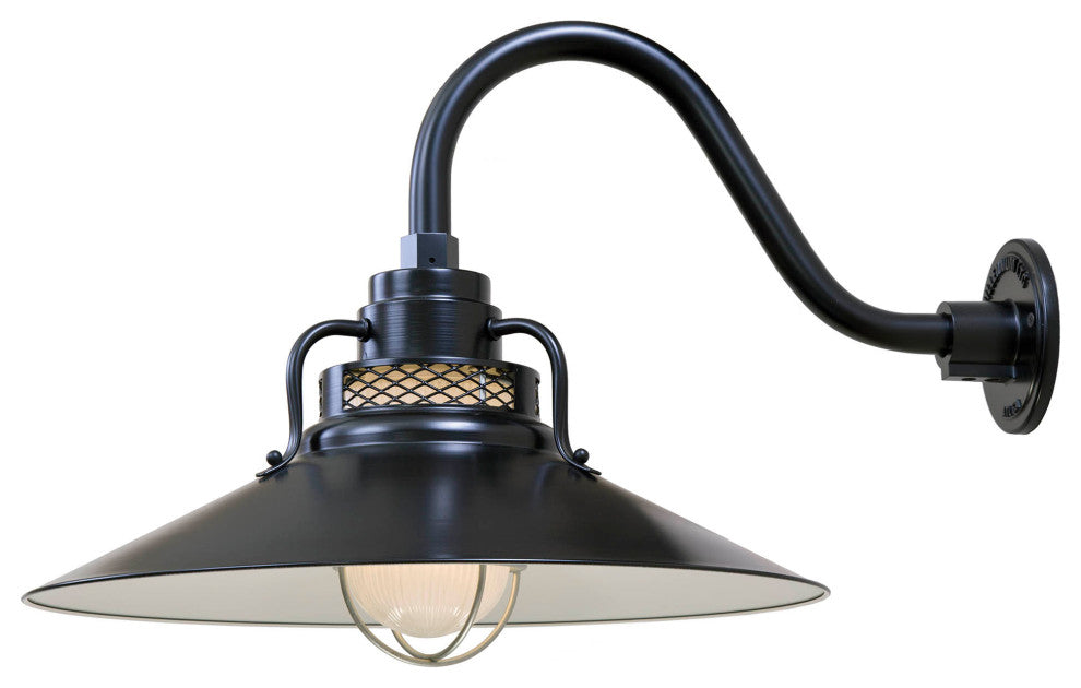 1-Light 18" Satin Black RLM Railroad Shade
