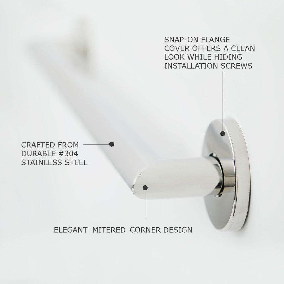 Coronado Designer Oval Bathroom Shower Grab Bar, Mitered Corners, Polished, 42"