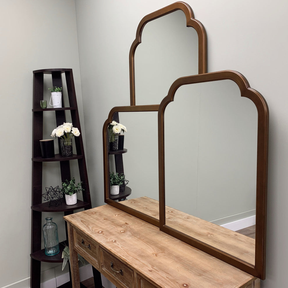 Pescara Framed Mantel Mirror, Clover Cathedral, 38.4"x27.4", Autumn Bronze