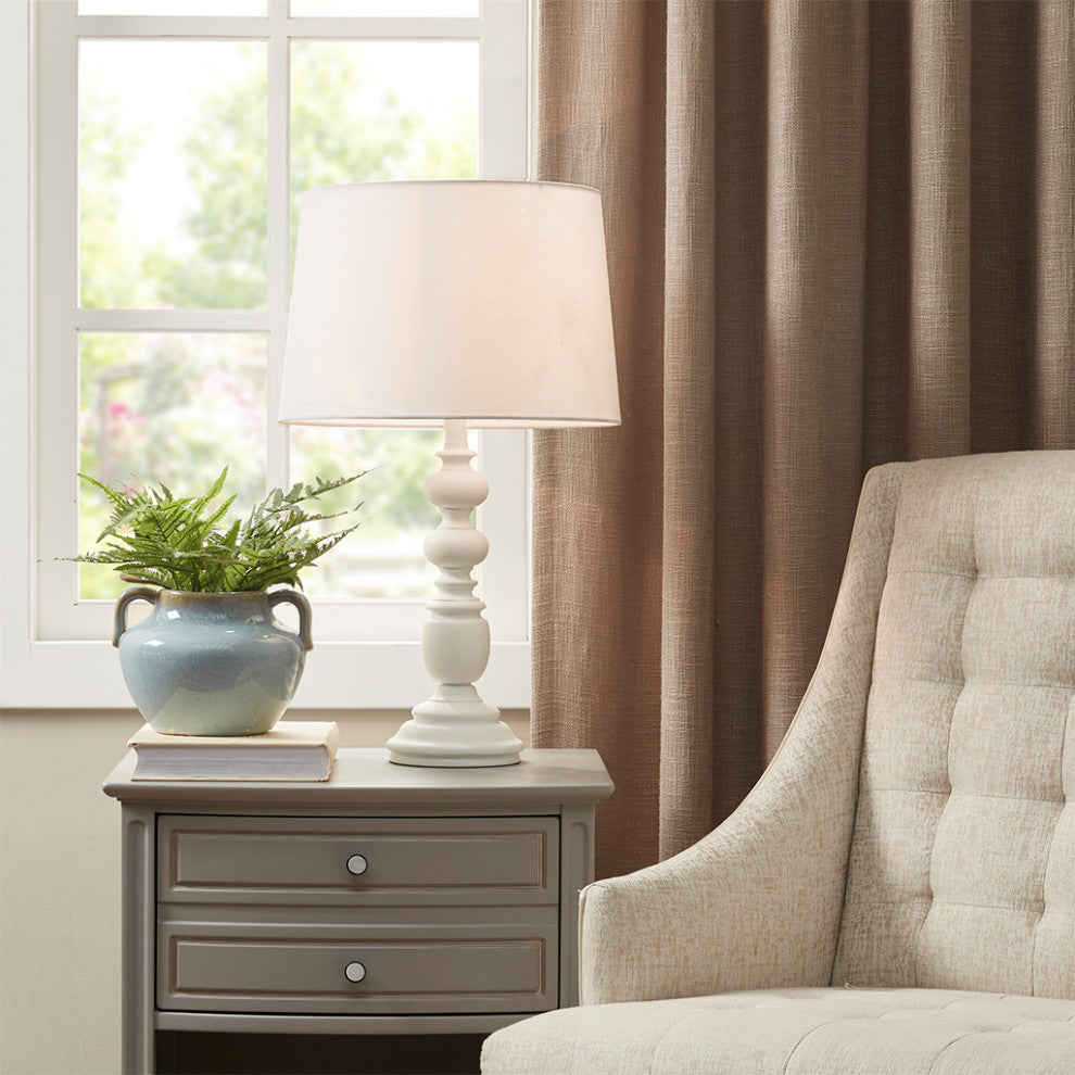 Martha Stewart Astoria Resin Farmhouse Matte White Table Lamp
