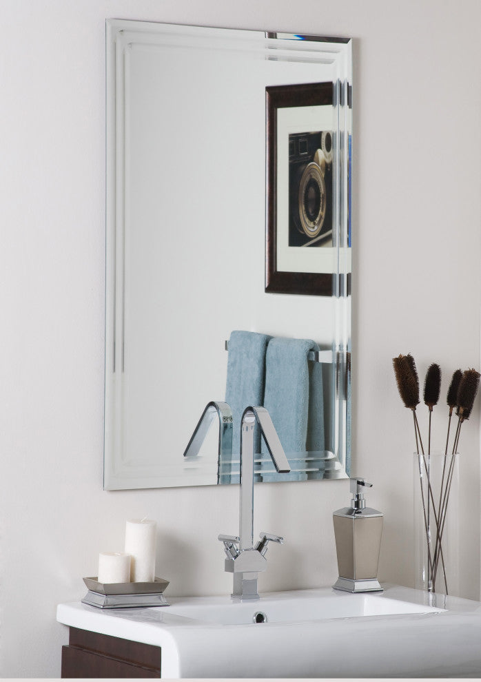 Frameless Tri-Bevel Wall Mirror, 23.6" X 39.5"