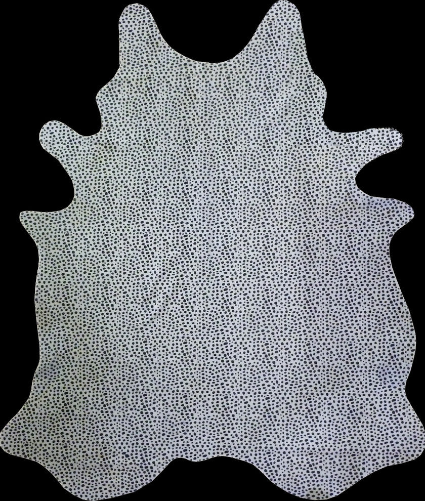 Cheetah Black on White Stenciled Brazilian Cowhide