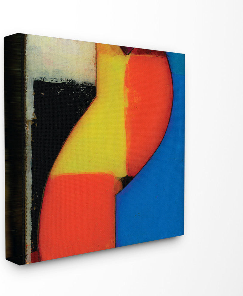 Modern Zig Zag Blue and Black, 17"x17", Stretched Canvas Wall Art