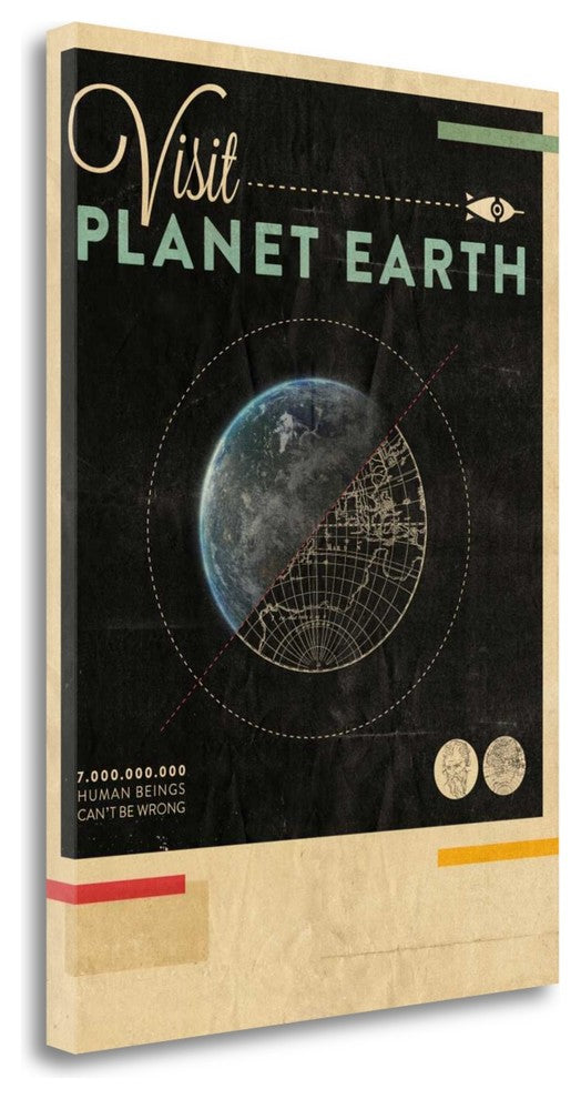 "Visit Planet Earth" By Hannes Beer, Giclee Print on Gallery Wrap Canvas