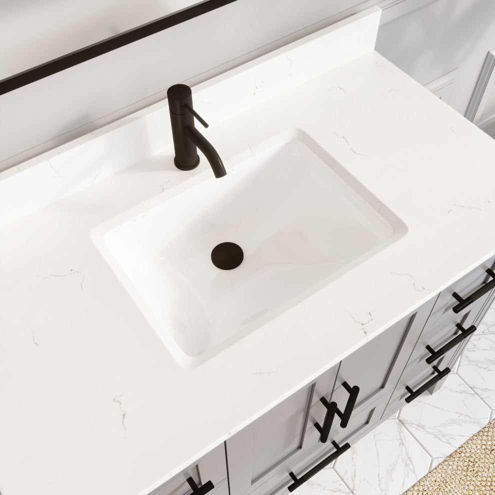 Houston 42" Single Vanity With Power Bar and Drawer Organizer, Oxford Gray