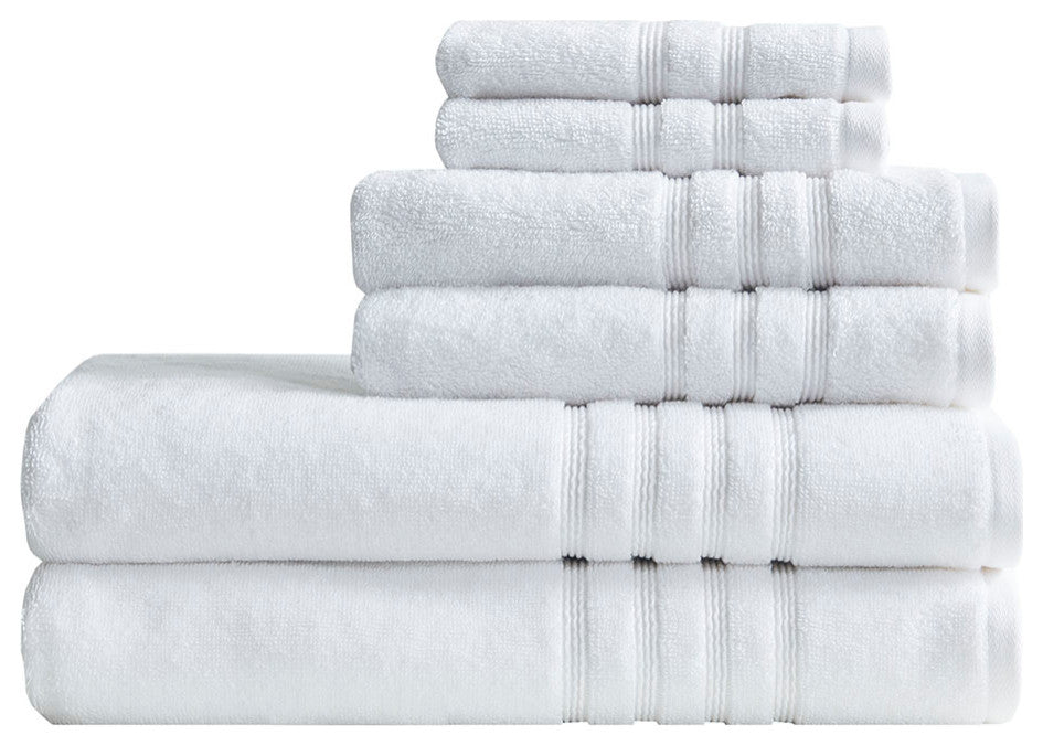 Clean Spaces Nurture Sustainable Antimicrobial Bath Towel 6 Piece Set, White