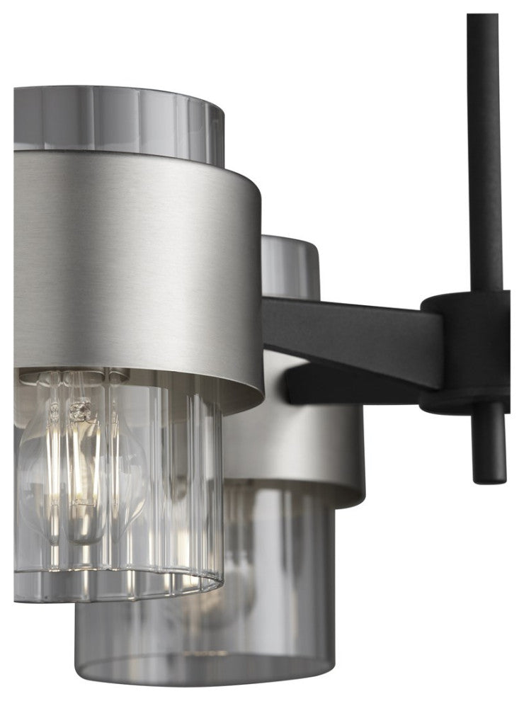 Quorum Epsilon 4-Light Chandelier 683-4-6965, Textured Black With Satin Nickel