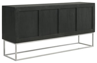 Pemberly Row 4-door Contemporary Wood Accent Cabinet in Walnut and Black