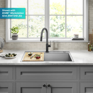 Oletto Pull-Down 1-Hole Kitchen Faucet, Matte Black/Spot Free Black Stainless