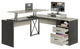 L-Shaped Desk, Large Worktop With Monitor Stand & Lift Up Portion, Gray