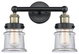 Canton 2-Light 14" Bath Vanity Light, Black Antique Brass Finish, Clear Shade