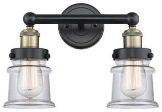 Canton 2-Light 14" Bath Vanity Light, Black Antique Brass Finish, Clear Shade