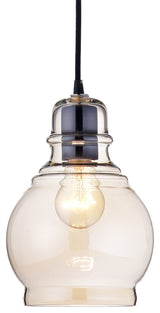 Sara Antique Black Mini Pendant With Cognac Round Glass