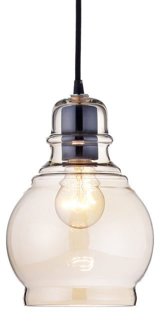 Sara Antique Black Mini Pendant With Cognac Round Glass