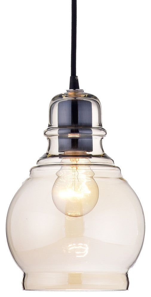 Sara Antique Black Mini Pendant With Cognac Round Glass