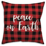 Peace On Earth, Buffalo Check Plaid 18x18 Throw Pillow
