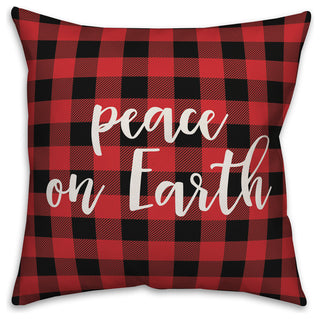 Peace On Earth, Buffalo Check Plaid 18x18 Throw Pillow