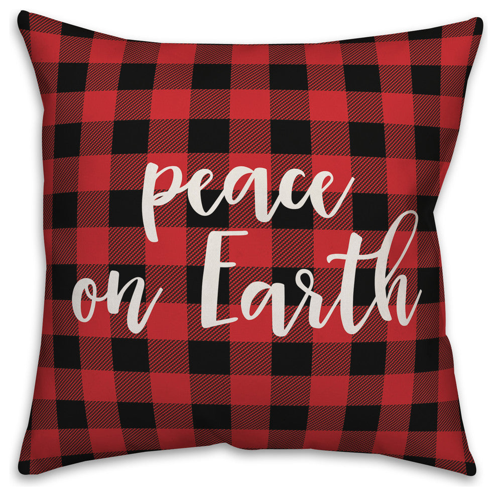 Peace On Earth, Buffalo Check Plaid 18x18 Throw Pillow