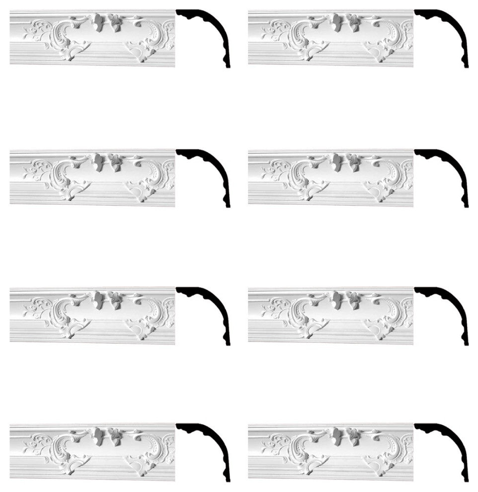 Cornice White Urethane Flora Magnificence Ornate  8 Pieces Totaling 627" Length