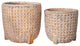 Round Terracotta Pot with Cross Weave Design Washed Amber Finish, Set of 2
