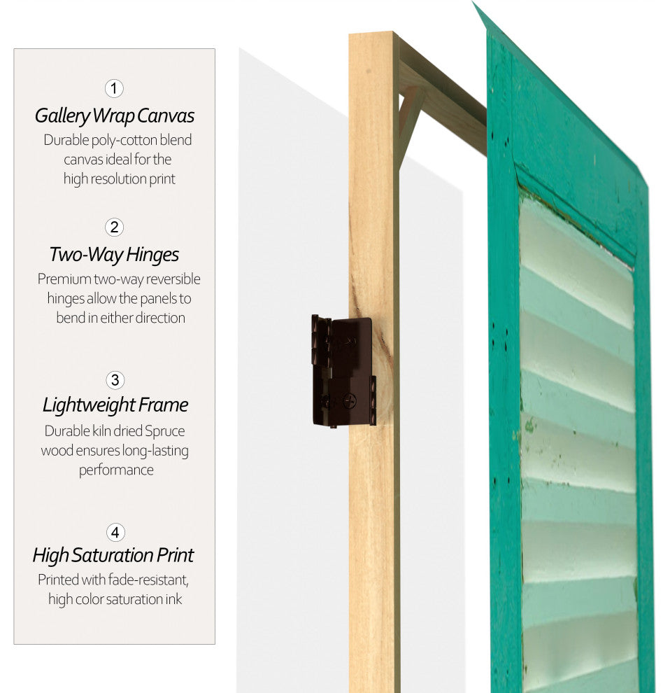 6' Tall Double Sided Distressed Door Panel Canvas Room Divider