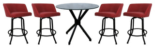 Swivel Counter Metal Pub Set - Joey Stools 26" or 30", Ruby - Black, 30", Crackle