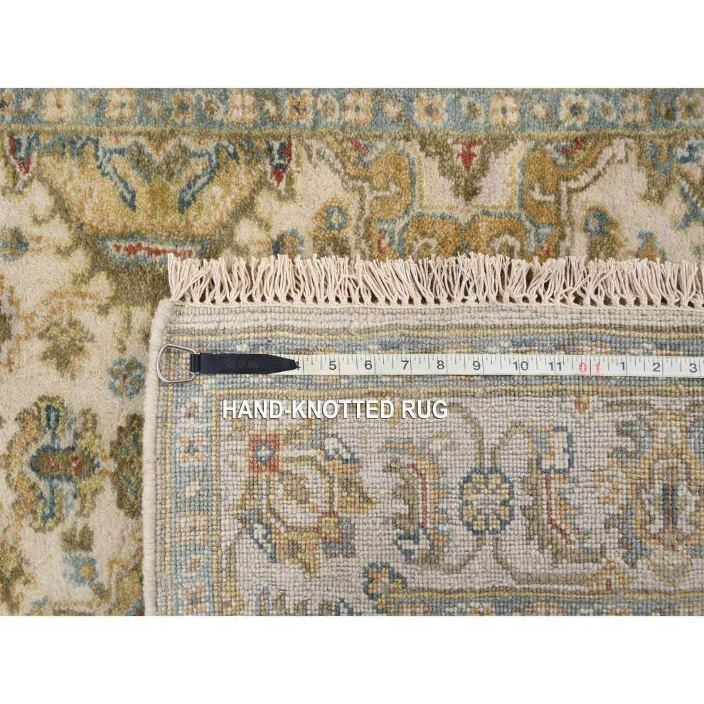 Ivory Karajeh Design Soft and Pure Wool Hand Knotted Oriental Rug 4'1" x 6'6"