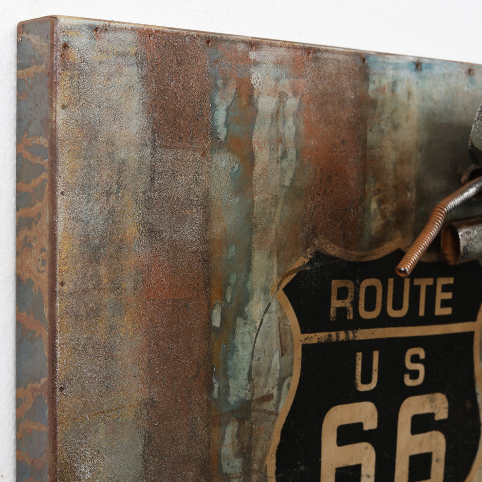 "Motorcycle 1" Primo Mixed Media Hand Painted 3D Metal Wall Art