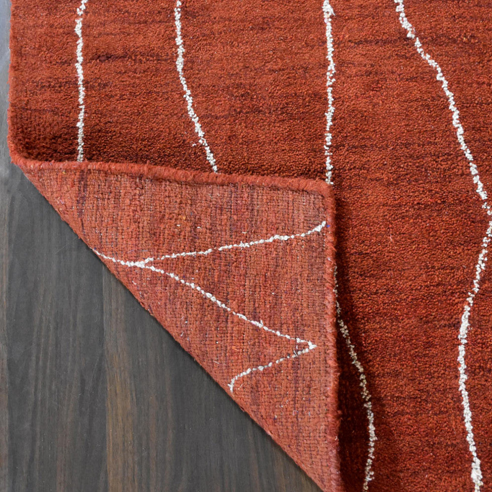 HAND KNOTTED LOOM SILK AREA RUGS-8'x10',Rectangle,Light Red White,Contemporary