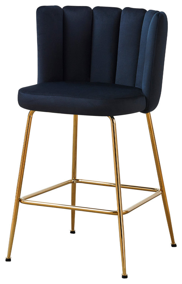 Nolan Contemporary 26" Counter Stool, Set of 2, Black Velvet