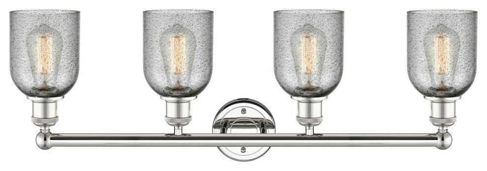 Caledonia 4-Light 32" Bath Vanity Light, Polished Nickel Finish, Charcoal Shade