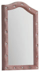 Benzara BM275086 Contemporary Upholstered Mirror, Tufting, Arched Top, Pink