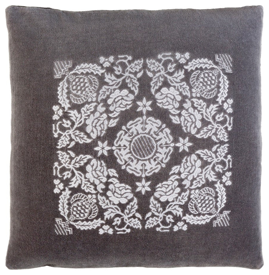 Surya Smithsonian SMI-003 22"x22" Pillow Kit, Charcoal/Light Gray