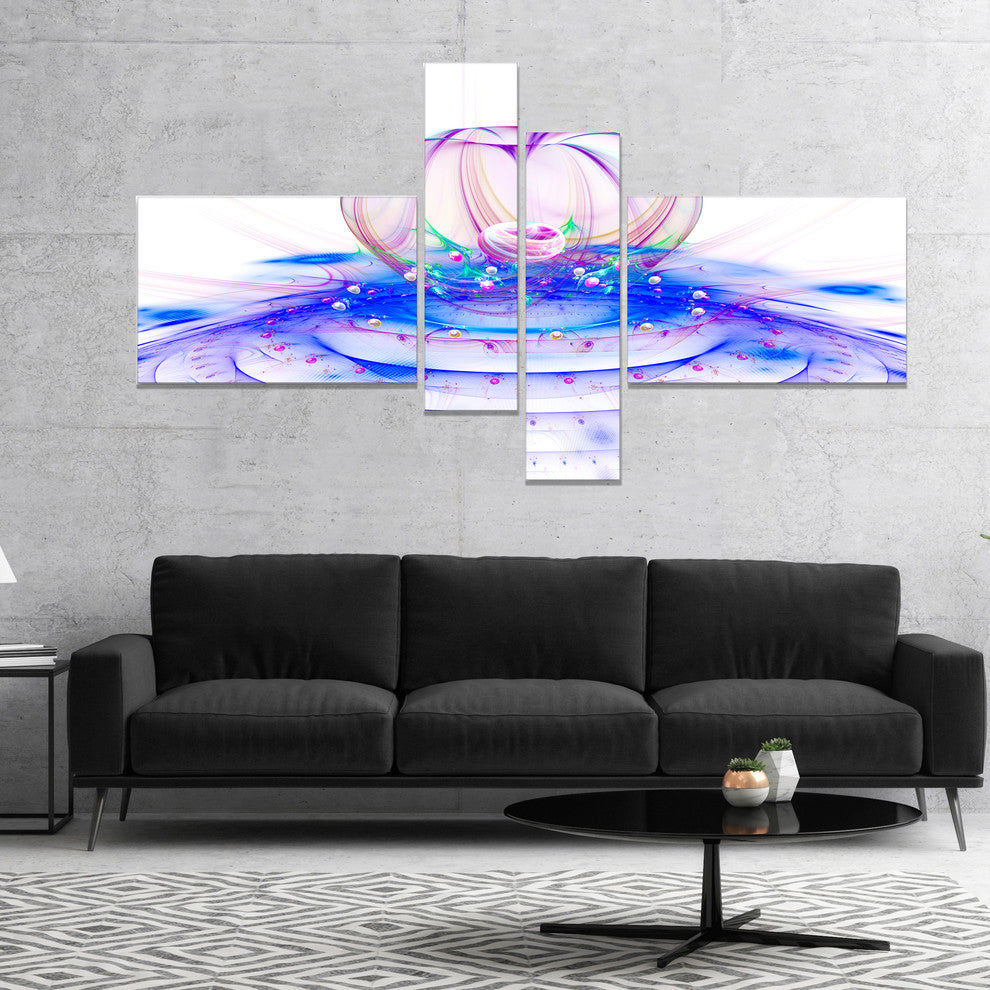 Spectacular Blue 3D Surreal Art, Floral Canvas Art Print, 60"x32", 4 panels