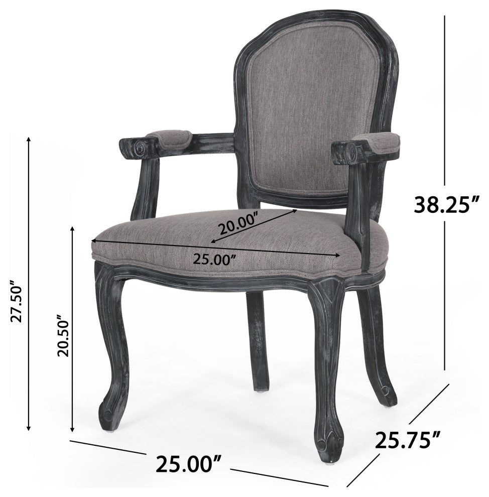 Fairgreens Traditional Upholstered Dining Chairs, Set of 2, Gray