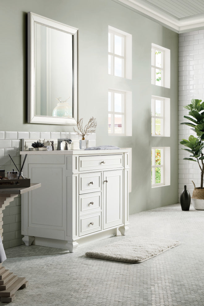 Bristol 36" Single Vanity, Bright White, Lime Delight Quartz