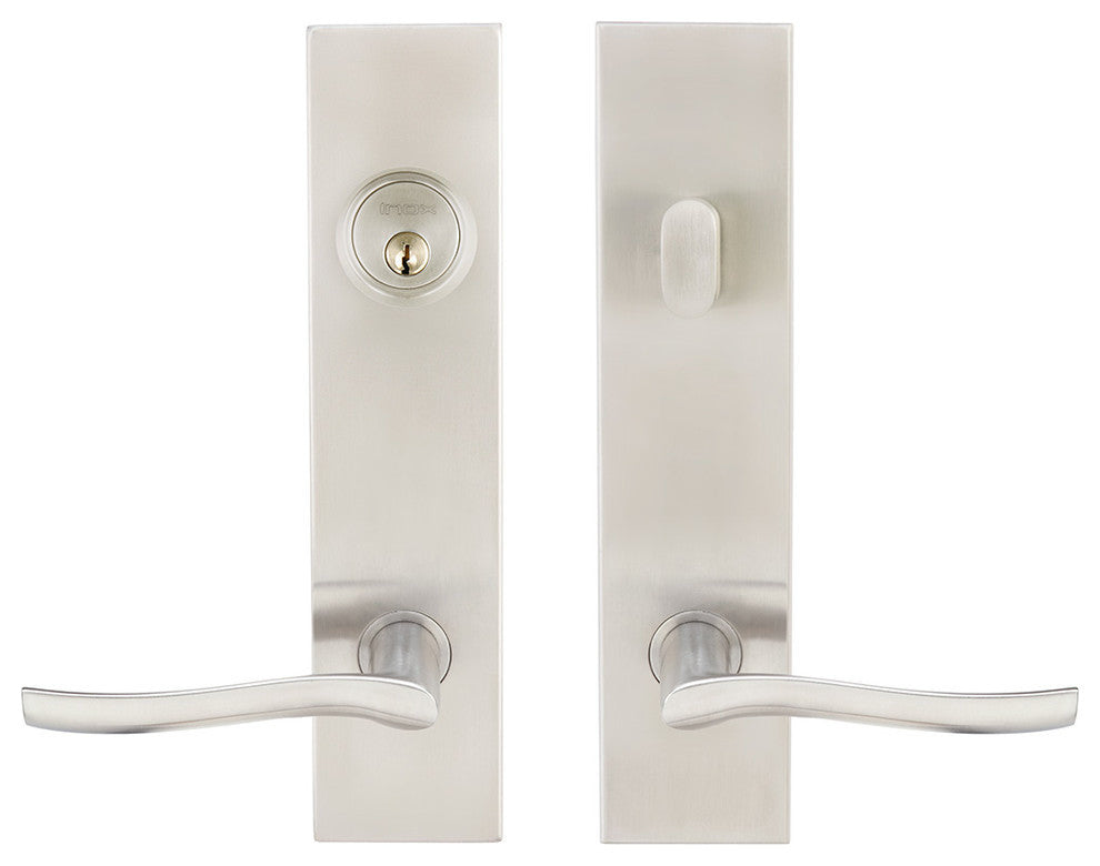Waterfall Lever, Tubular Entry, Single Cylinder, LH, Satin Stainless Steel