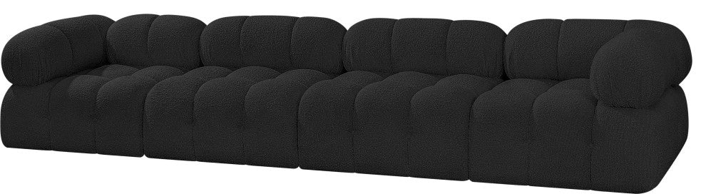 Ames Boucle Fabric Modular Sofa, Black, 4-Piece: 2 Armless Chair, 2 Corner Chair