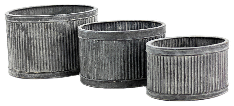 Metal Ribbed Oval Dolly, Set of 3