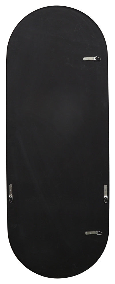 22" W X 60" H Pill Shape Stainless Steel Framed Mirror, Black