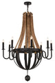 43W Barrel Stave Madera 8 LT Chandelier