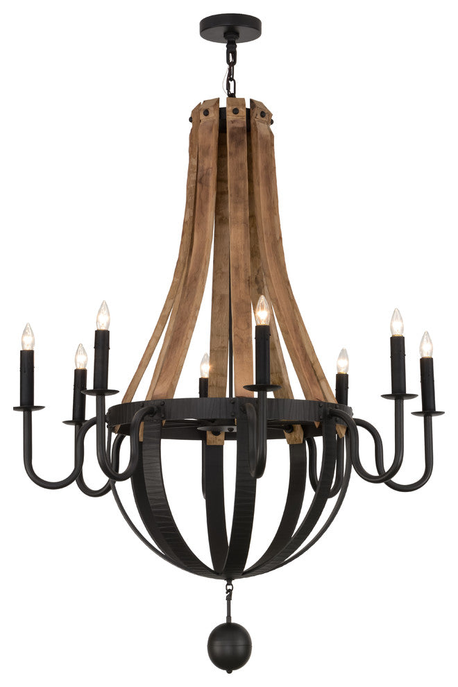 43W Barrel Stave Madera 8 LT Chandelier