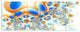 Yellow Blue Exotic Pattern, Abstract Wall Art Canvas, 70"x28", 6 Panels
