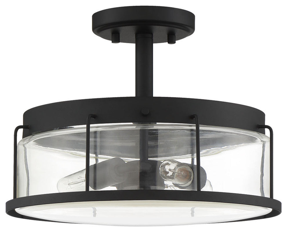 Quoizel LUD1713 Ludlow 3 Light 14"W Semi-Flush Drum Ceiling - Earth Black