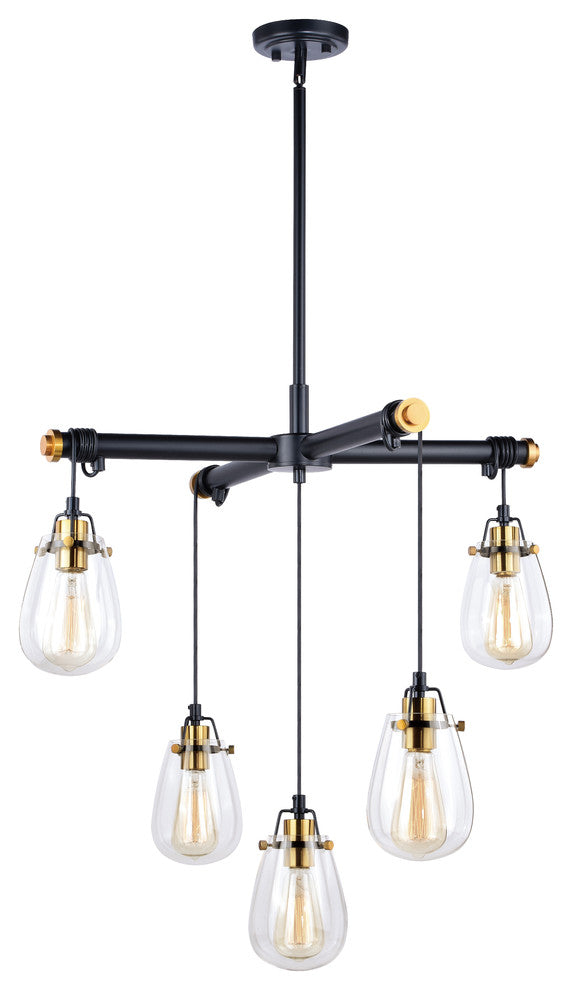Kassidy 5-Light Chandelier Black and Natural Brass