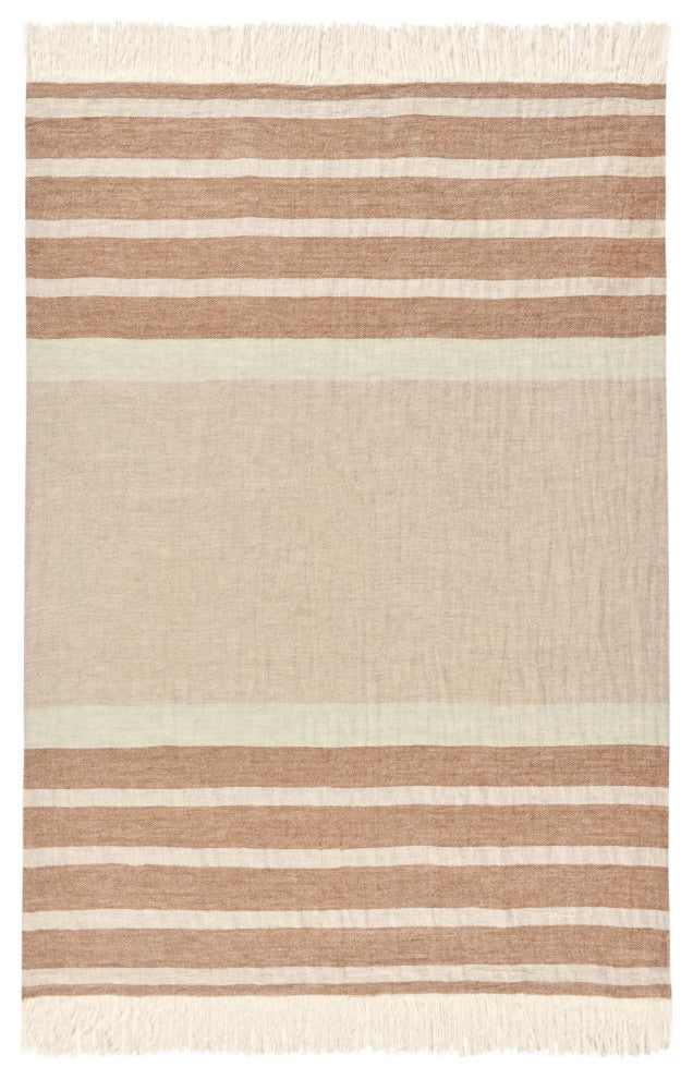 Sherry Belgian Linen 50"x70" Throw Blanket, Brown