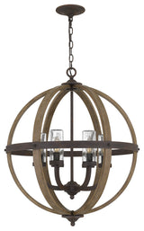 Quoizel FSN3525RK Six Light Pendant, Rustic Black Finish